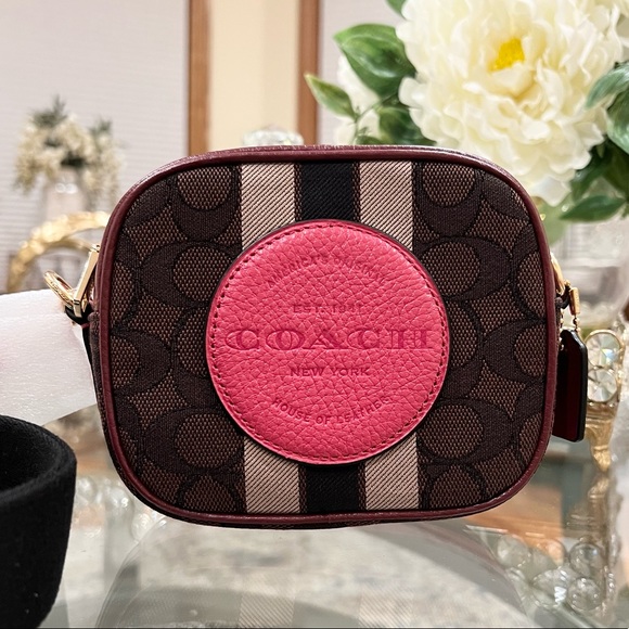 Coach Mini Dempsey Camera Bag In Signature Jacquard With Stripe And Coach Patch - Picture 3 of 11